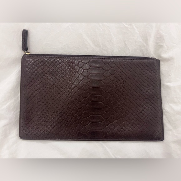 Barney’s NY Reptile Embossed Zipper Pouch Cluch - Picture 2 of 7